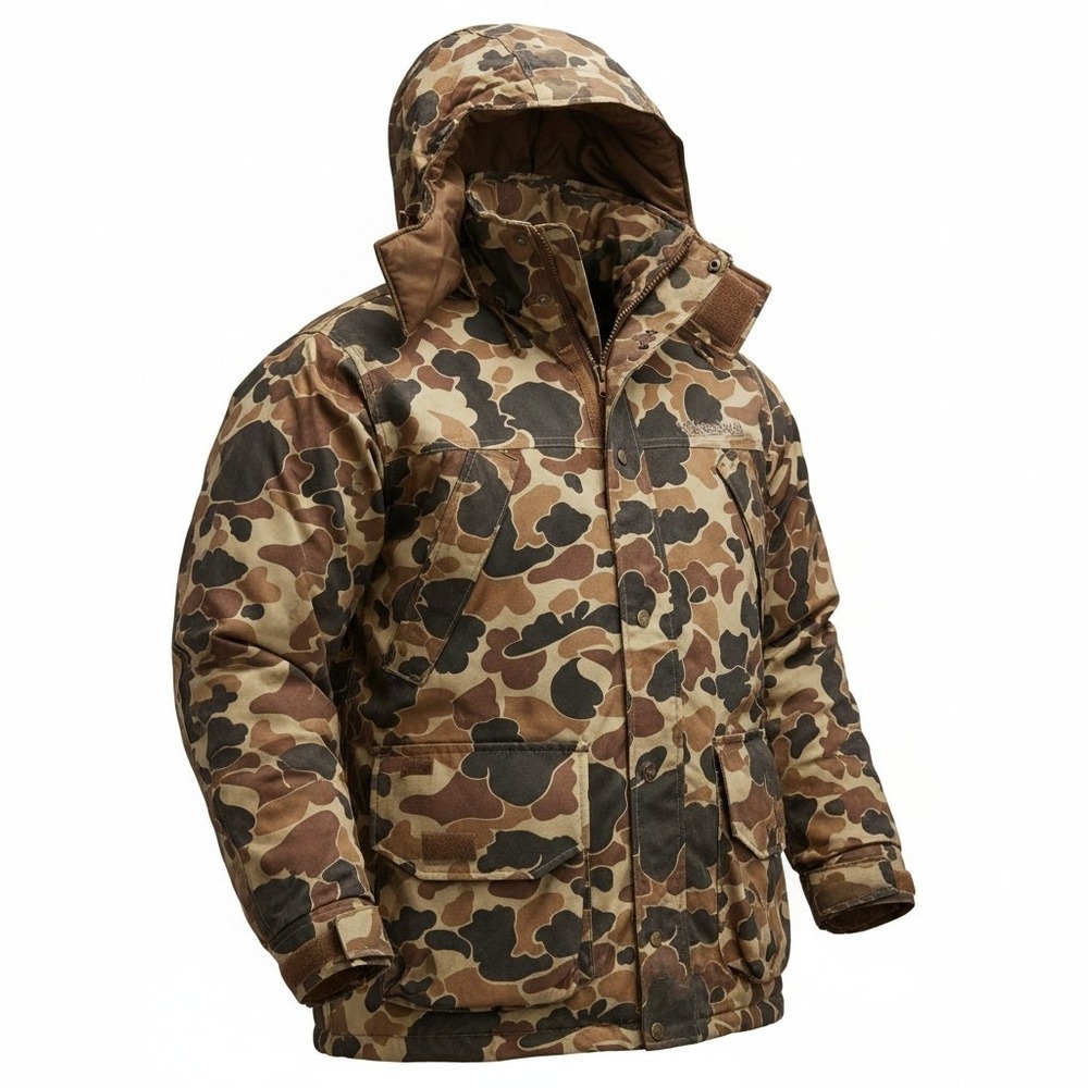 VTG Columbia Hunting Jacket Mens XL Brown Camo Insulated Field Coat HM4110